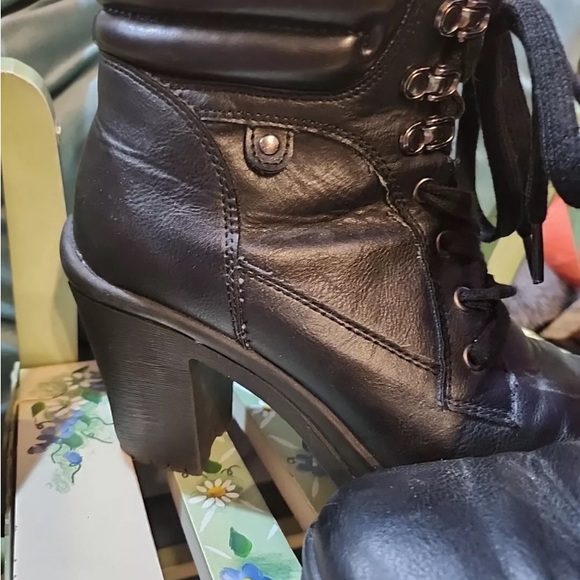 Joe Boxer Black Block Heel Ankle Boots Vintage - 8 - Picture 4 of 14